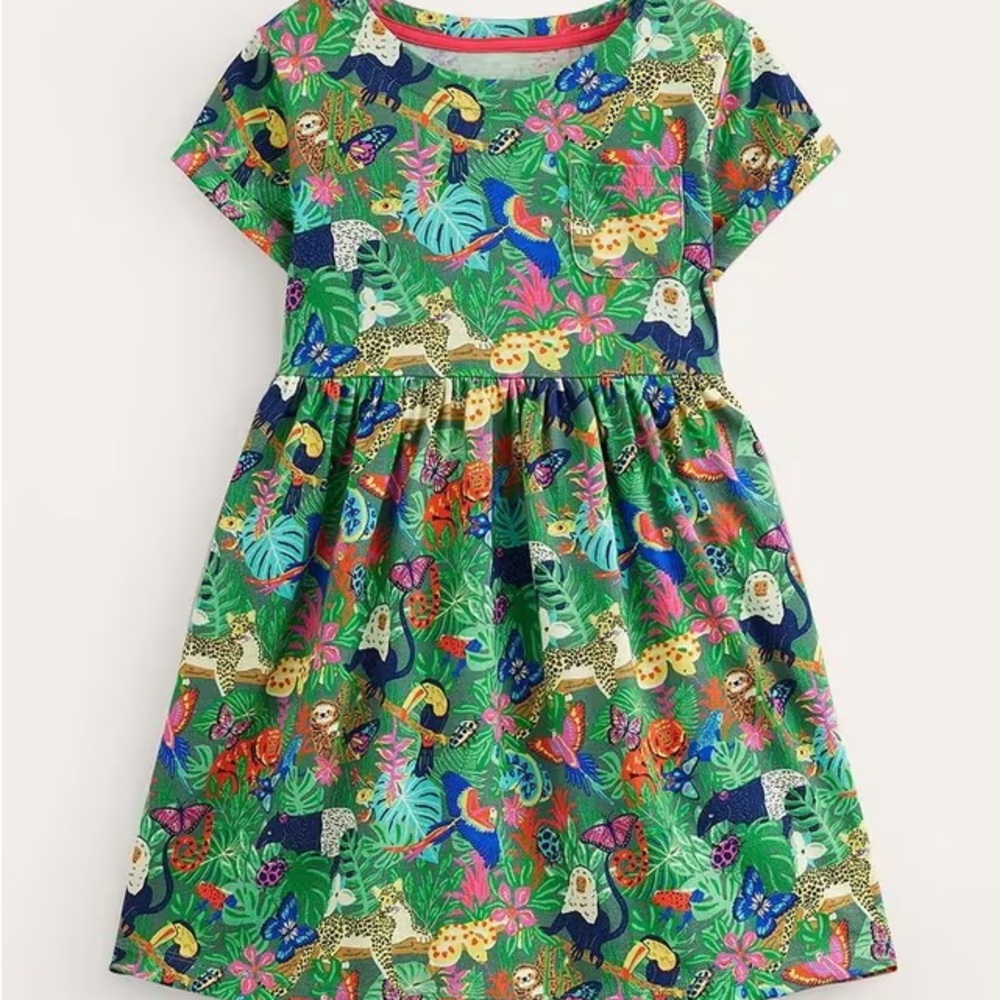Colorful Jungle Print Kids Dress
